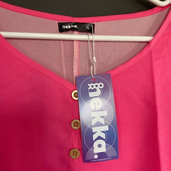 NewPink Sundress with Cuffed 3/4 Sleeves and Scoop Neck - Picture 3 of 4